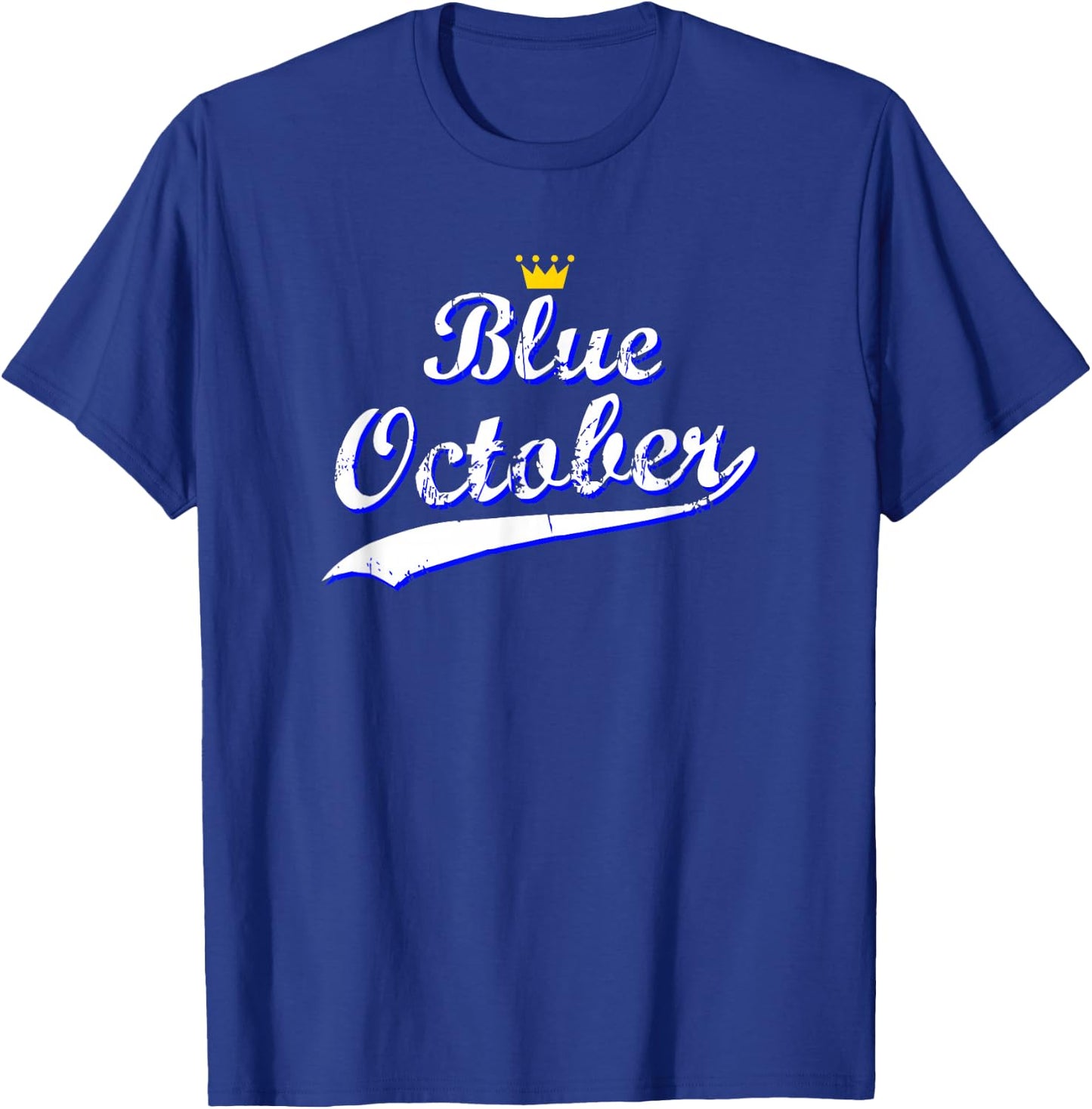 Blue October Retro Script Design T-Shirt - T-Shirt | Royal