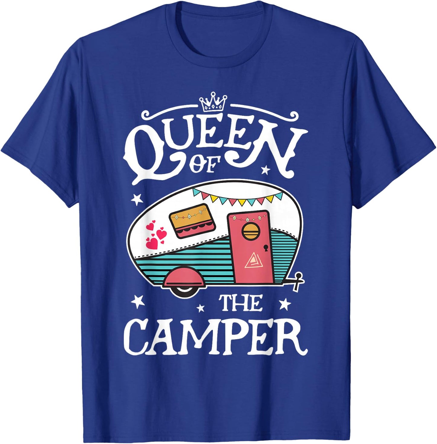 Queen of The Camper Funny Camping Outdoor Women Girls Zip T-Shirt - T-Shirt | Royal