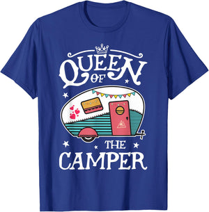 Queen of The Camper Funny Camping Outdoor Women Girls Zip T-Shirt - T-Shirt | Royal