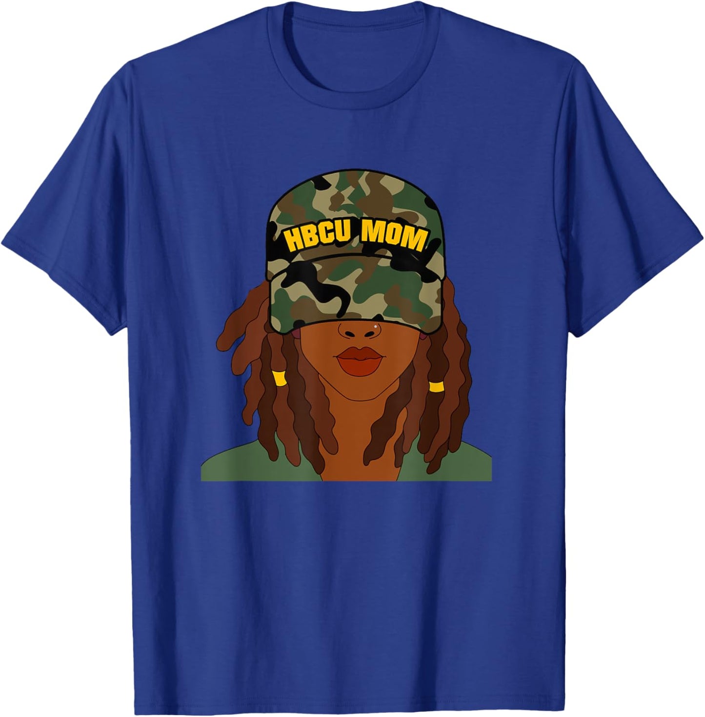 HBCU Mom of Grad Camo Locs T-Shirt - T-Shirt | Royal