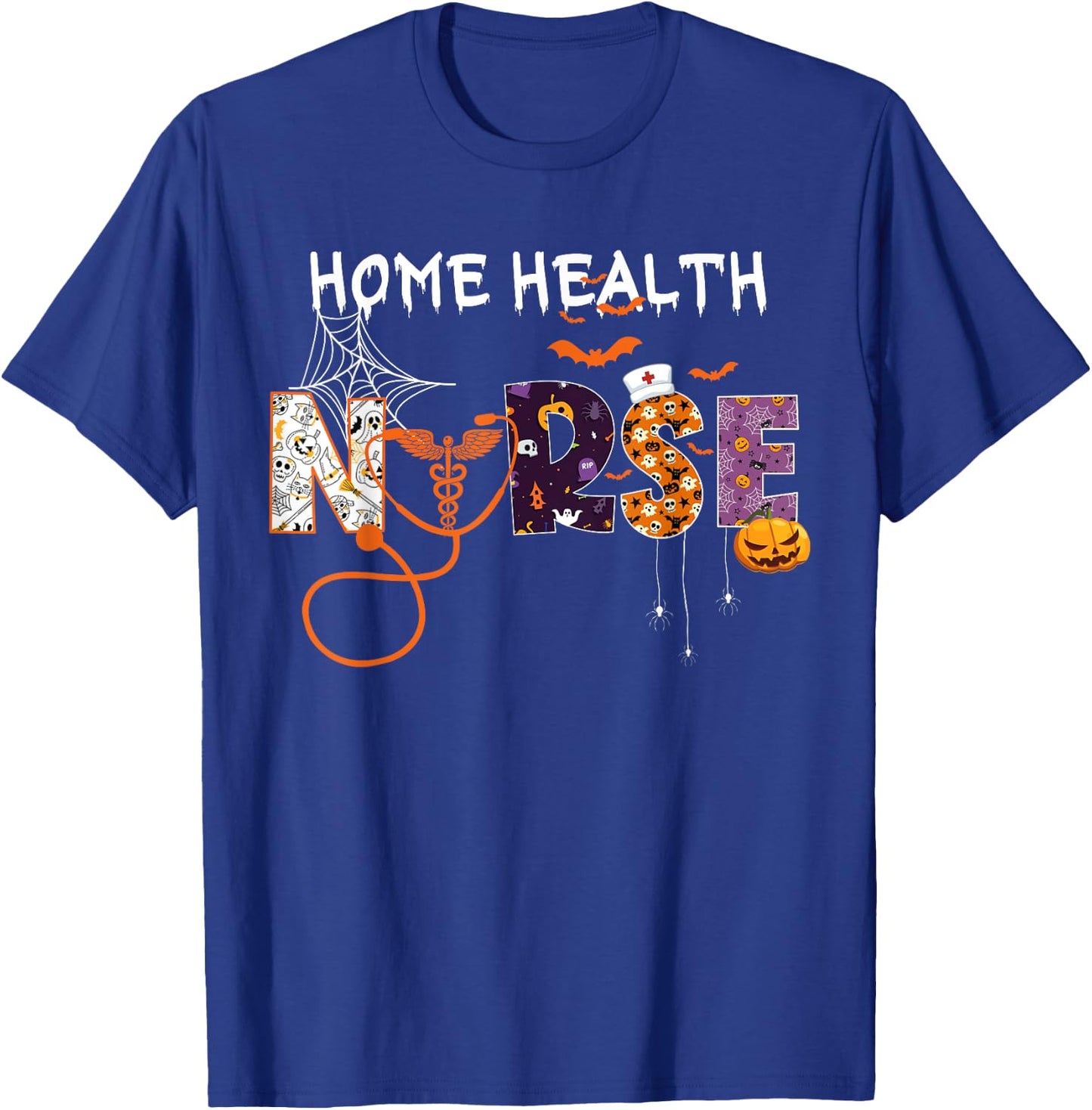 Home Health Nurse Home Care Nursing halloween Nurse spooky T-Shirt - T-Shirt | Royal