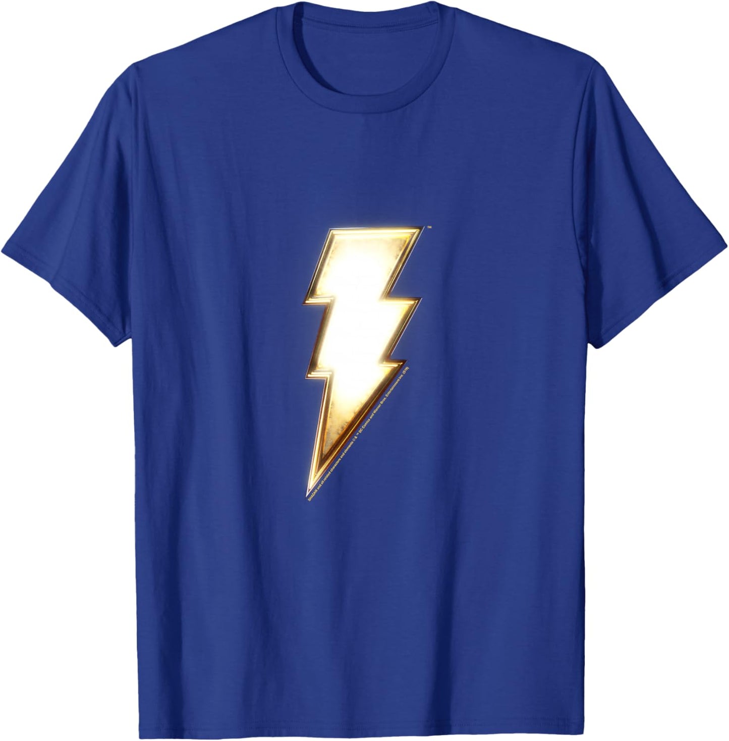 Kids Shazam! Vintage Gold Lightning Center Super Hero Youth Logo T-Shirt - T-Shirt | Royal