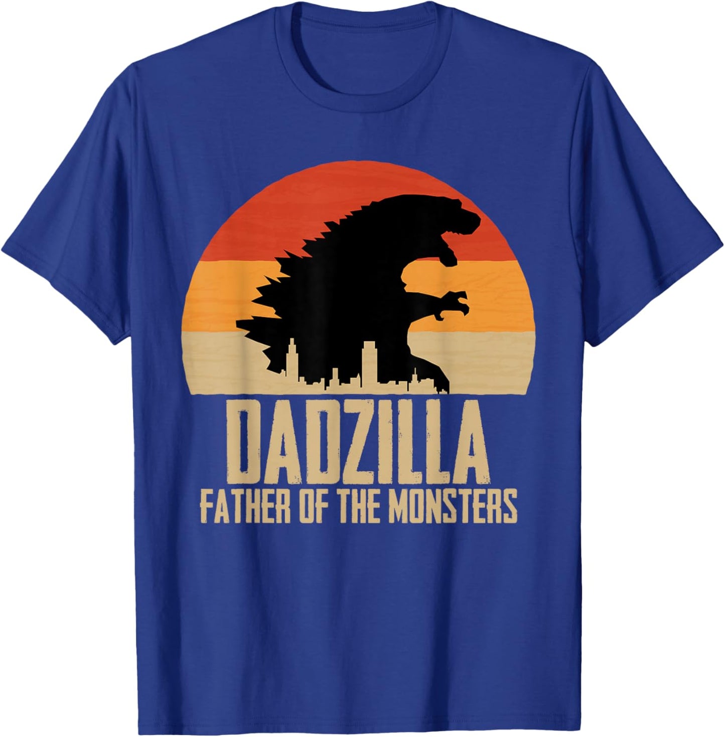 Dinosaur Dad Monsters Father's Day Dadzilla Dino Sunset T-Shirt - T-Shirt | Royal