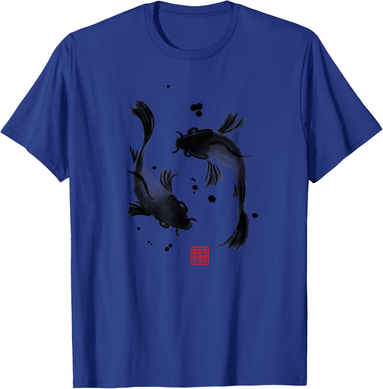 Koi Carp Fish - Good Luck - Sumi-e T-Shirt - T-Shirt | Royal