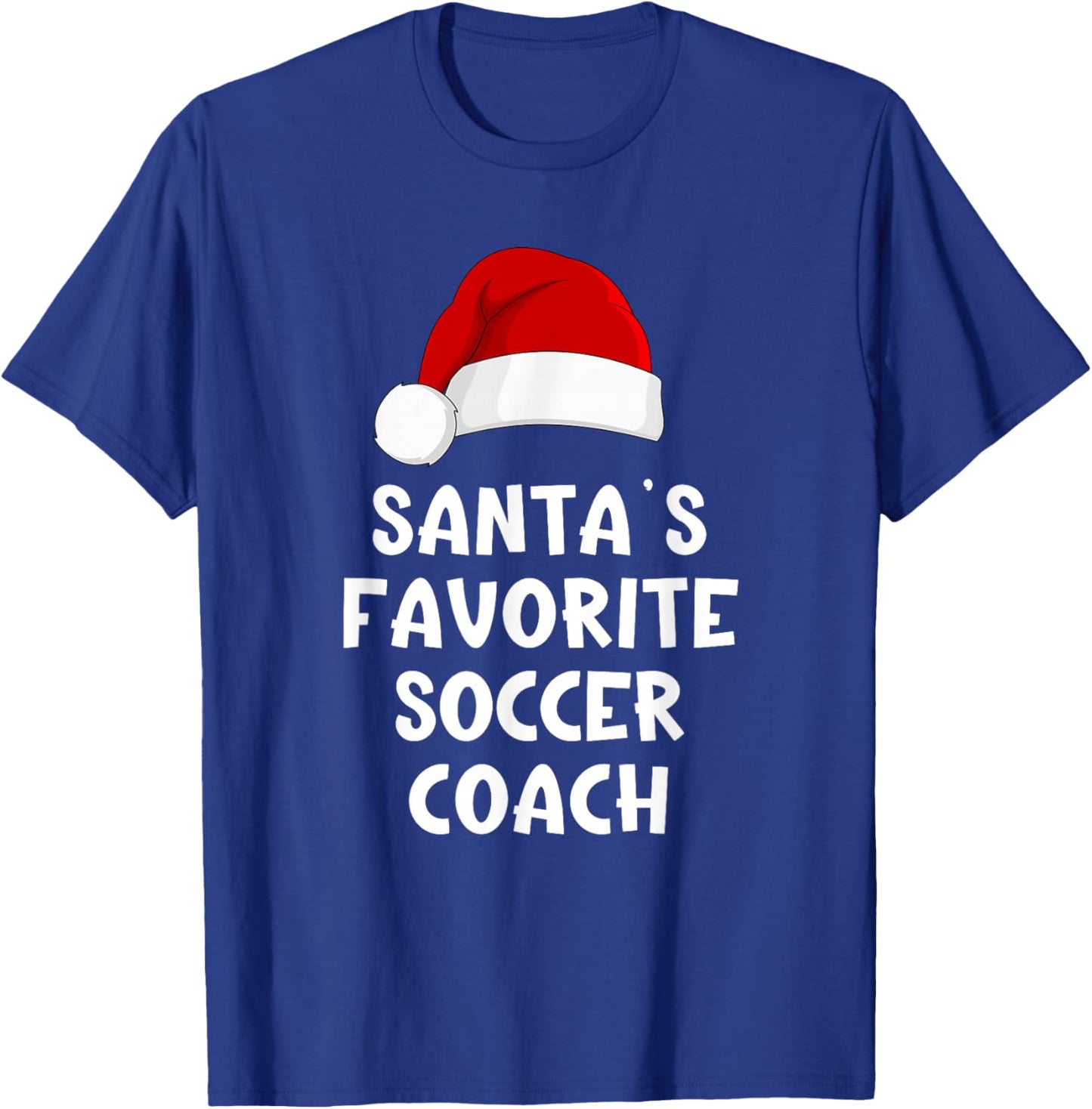 Christmas Santa's Favorite Soccer Coach Funny Xmas Pajama T-Shirt - T-Shirt | Royal