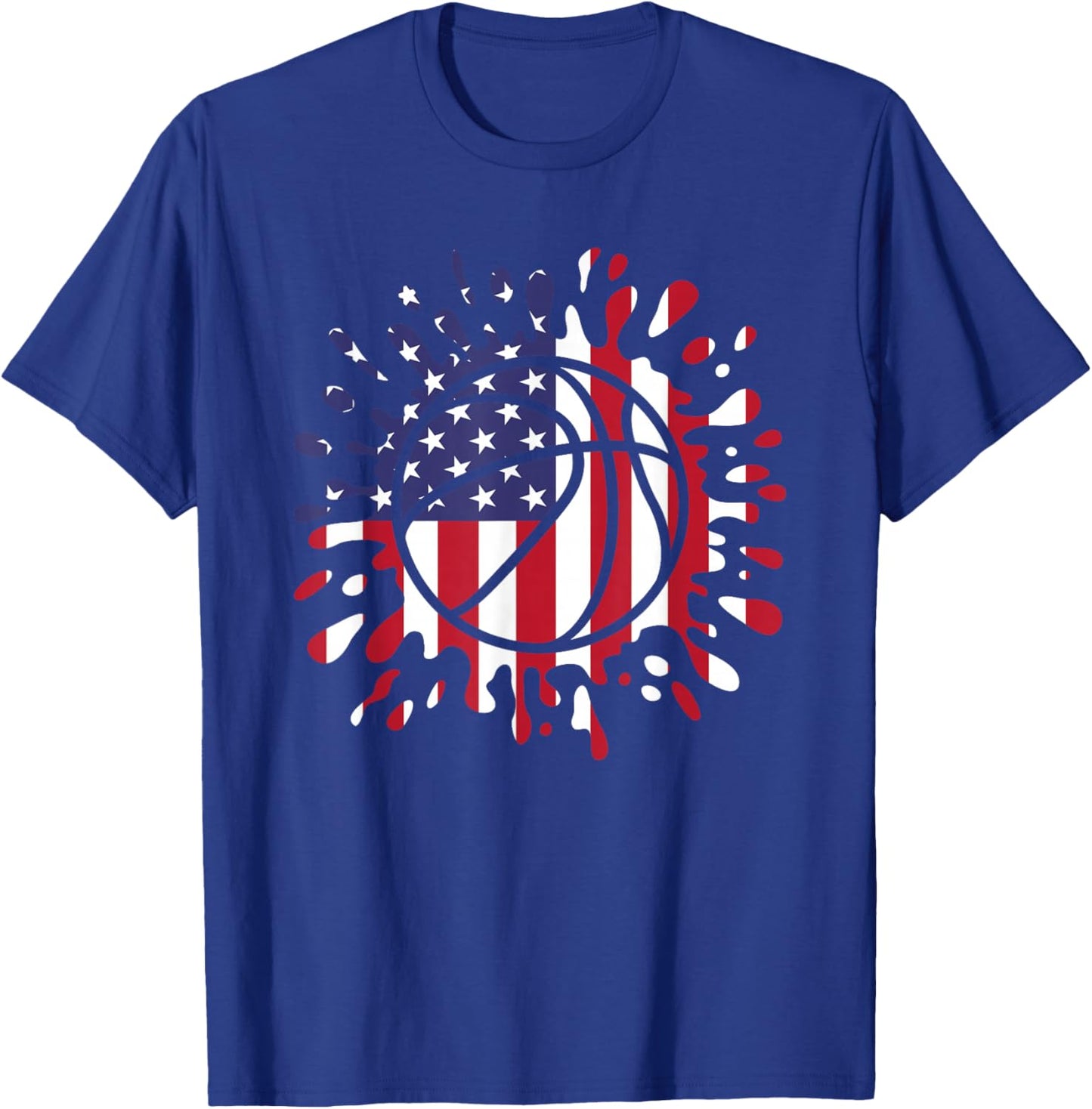 American Flag Basketball Lover Men Women Kids T-Shirt - T-Shirt | Royal