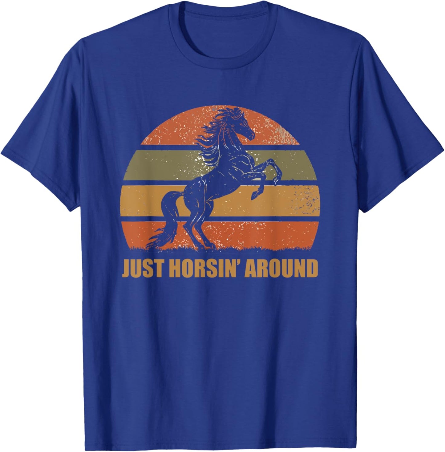 Funny Horses Just Horsing Hanging Around Pins Vintage Retro T-Shirt - T-Shirt | Royal