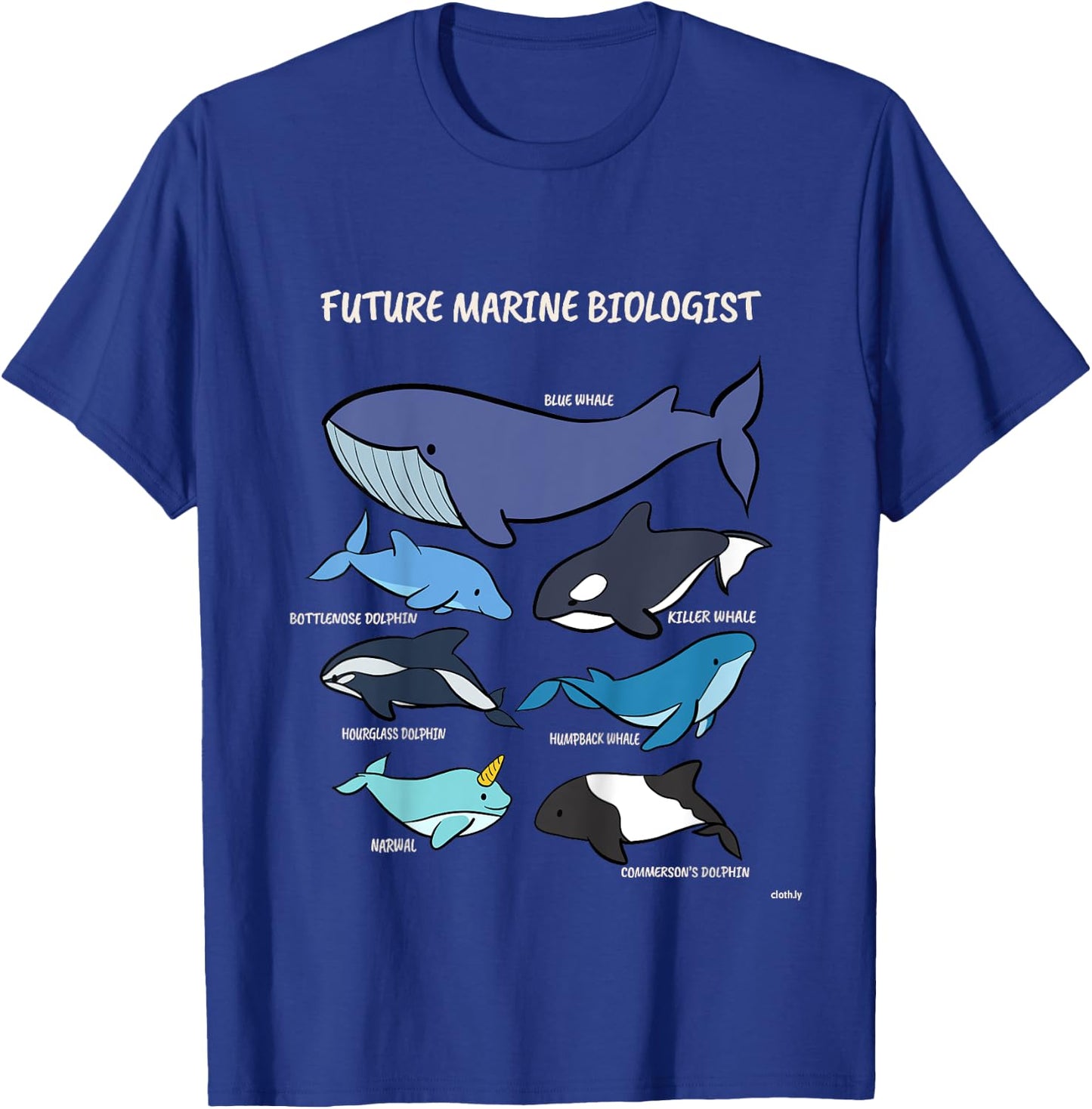 Future Marine Biologist Types of Whales and Dolphins Whale T-Shirt - T-Shirt | Royal