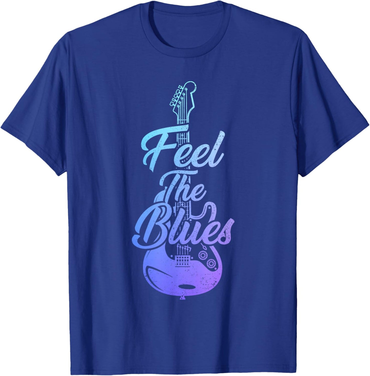 Feel The Blues Music Guitar Player Musician Vintage T-Shirt - T-Shirt | Royal
