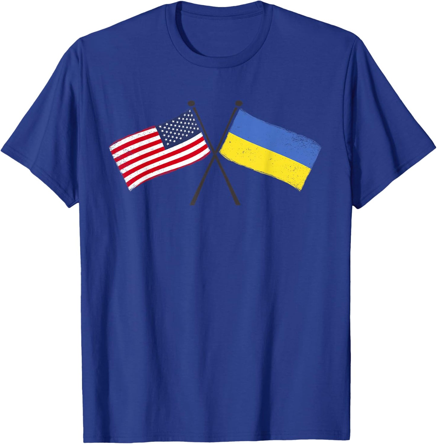 USA Ukraine Crossed Flags American Ukrainian Friendship T-Shirt - T-Shirt | Royal