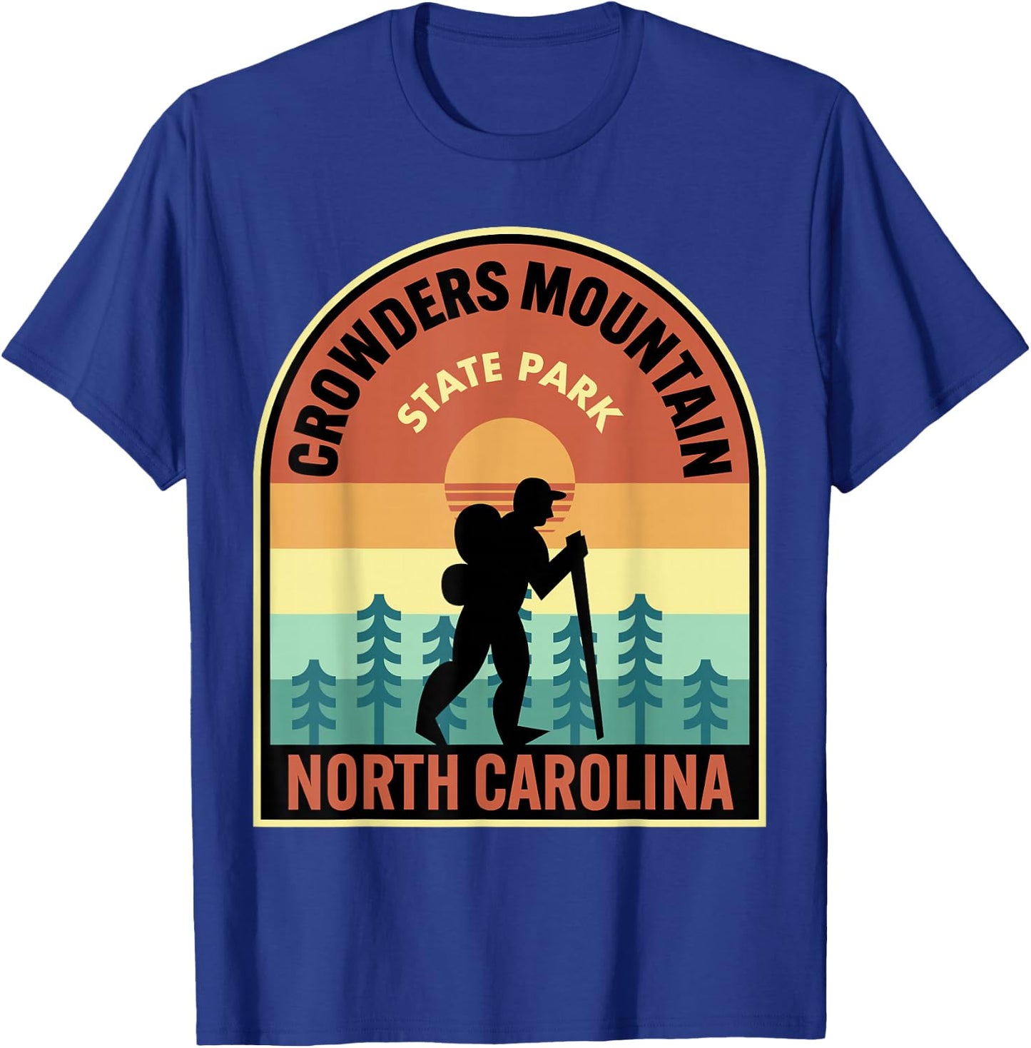 Crowders Mountain State Park North Carolina Retro Hiking T-Shirt - T-Shirt | Royal