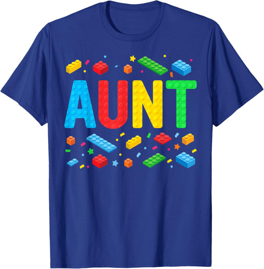 Aunt Master Builder Building Bricks Blocks Family Matching T-Shirt - T-Shirt | Royal