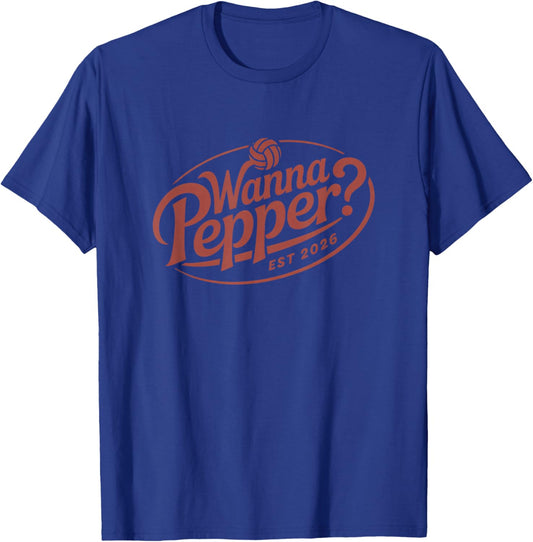 Wanna Pepper Volleyball Gift Club Design T-Shirt - T-Shirt | Royal