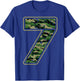 Cute Camouflage 7th Birthday Gift | 7 Years Old Boy Girl Kid T-Shirt - T-Shirt | Royal