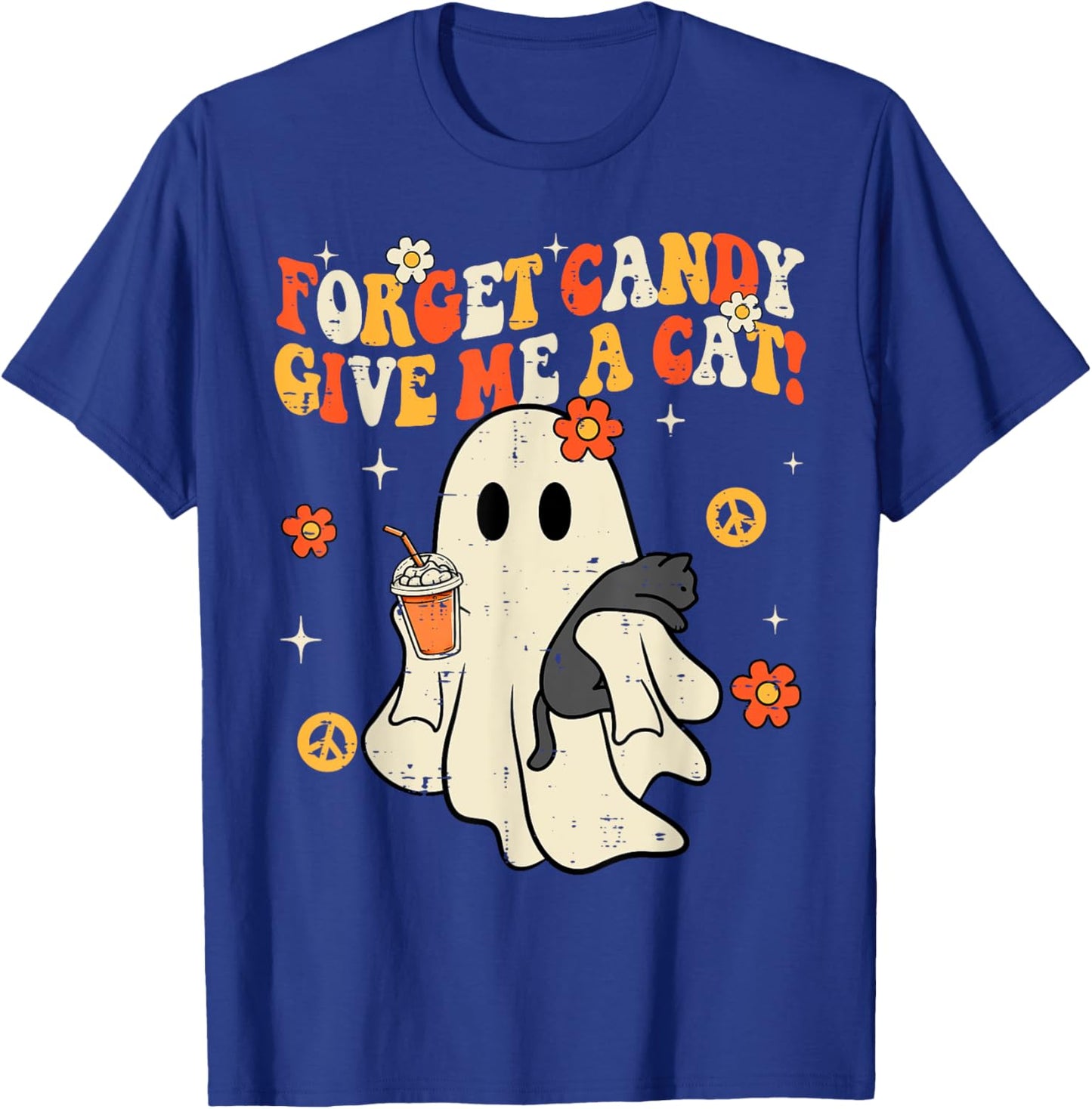 Halloween Black Cat Forget Candy Give Me Cat Kids Men Women T-Shirt - T-Shirt | Royal