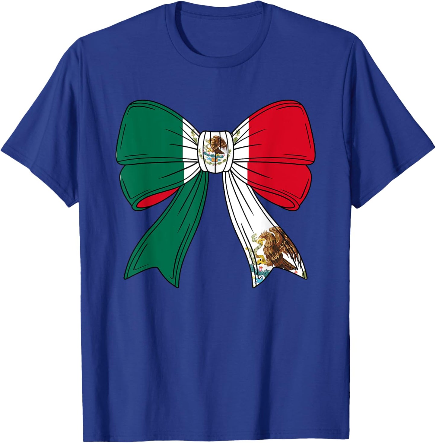 Cute Mexican Women Girls Mexicana Mexico Flag Coquette Bow T-Shirt - T-Shirt | Royal