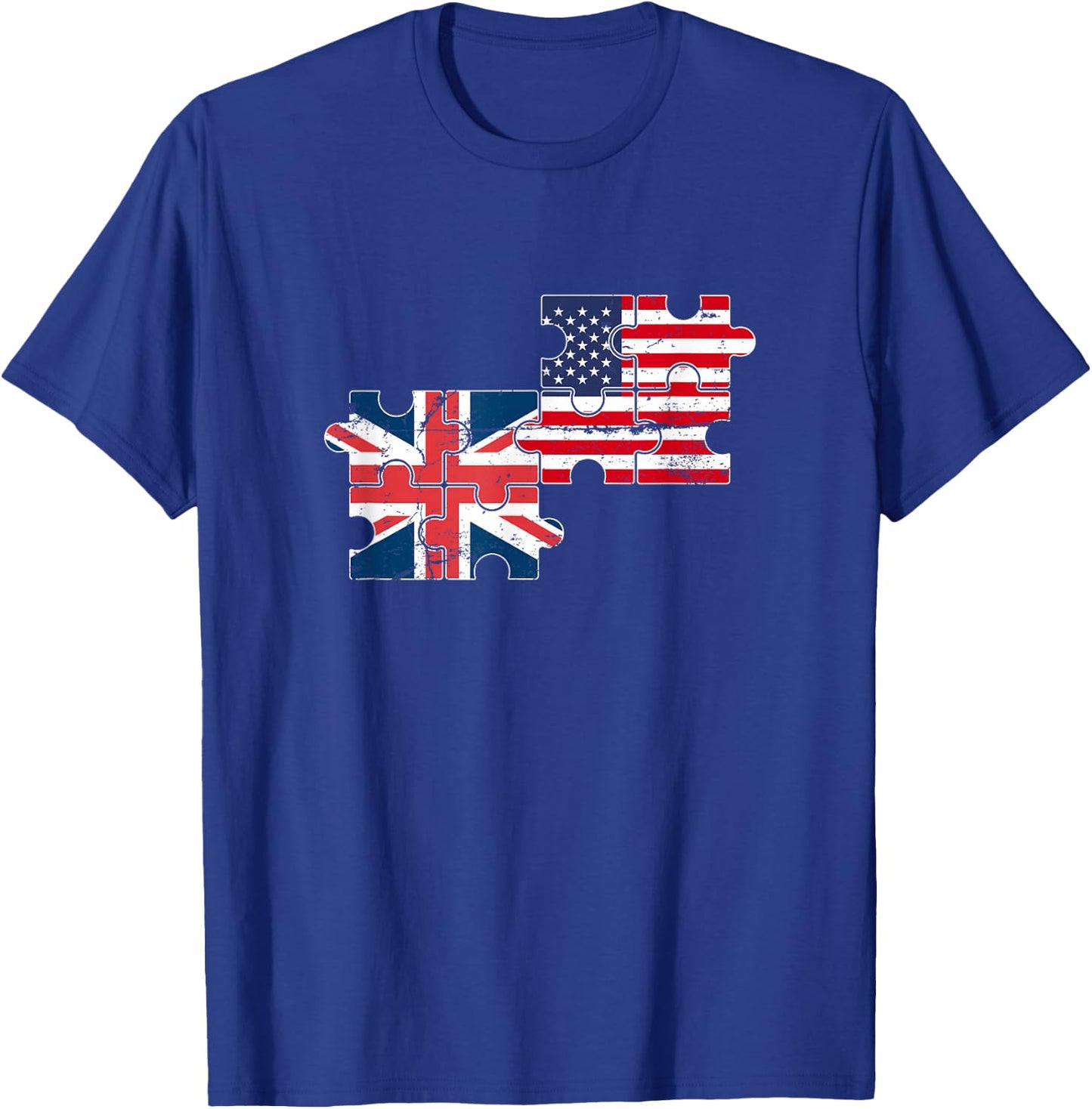 USA UK Vintage Flag British American T-Shirt - T-Shirt | Royal