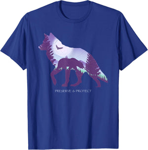 Preserve And Protect Vintage National Park Wolf Bear Eagle T-Shirt - T-Shirt | Royal