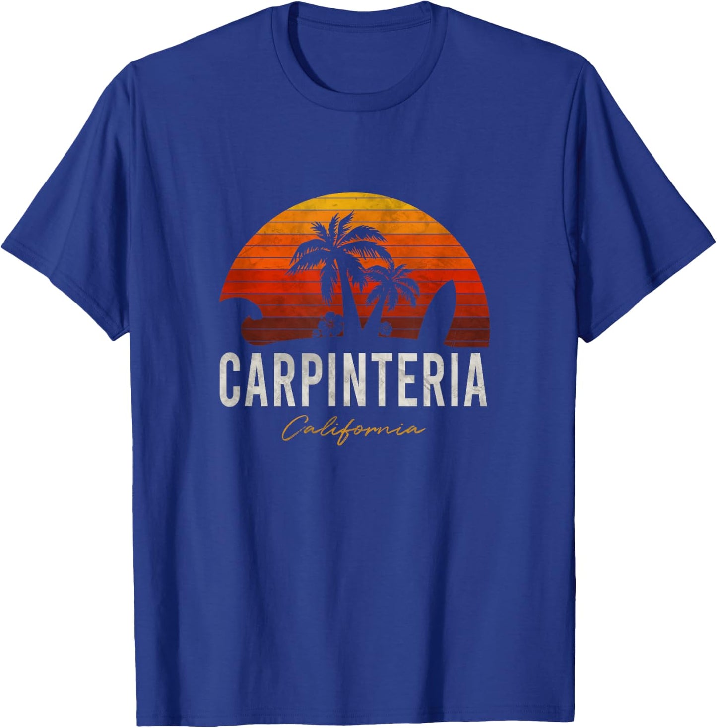 Carpinteria Beach California Palms Vacation Surf Sundown T-Shirt - T-Shirt | Royal