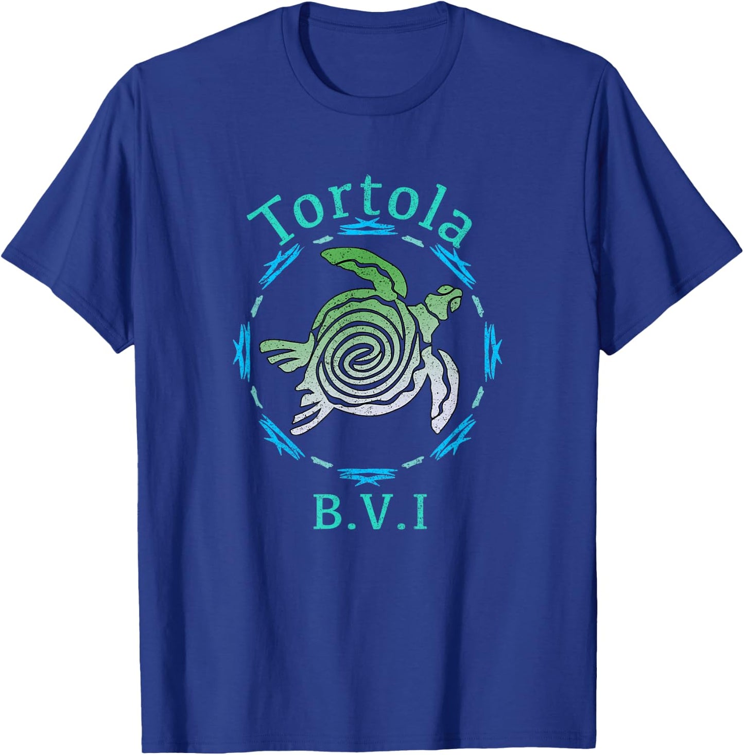 Tortola Vintage Tribal Turtle Gift T-Shirt - T-Shirt | Royal