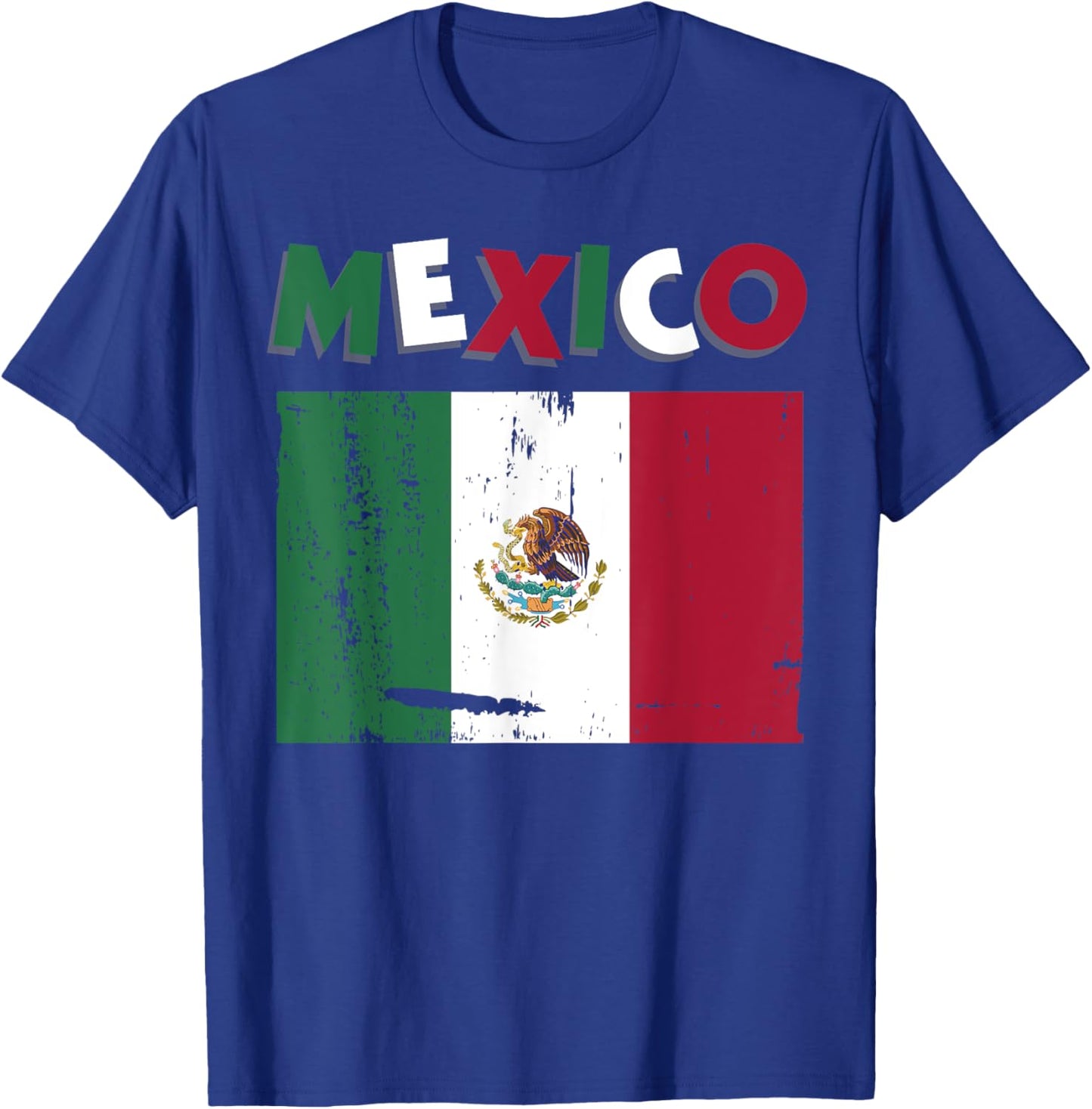 Mexico Vintage Mexican Flag Pride Hat Jersey T-Shirt - T-Shirt | Royal