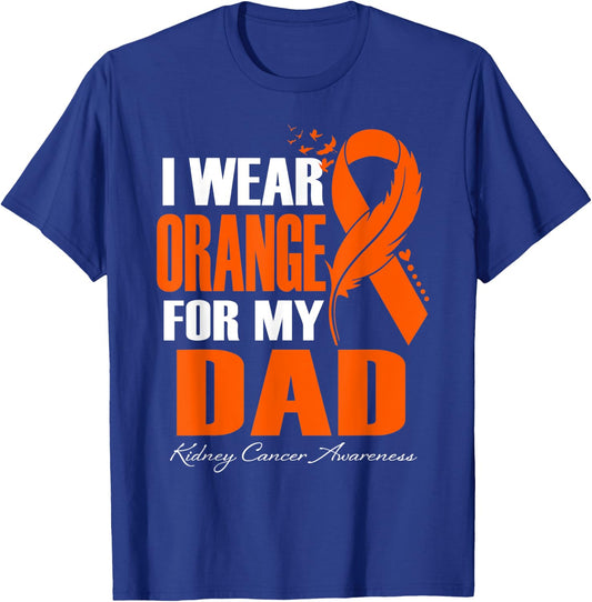 I Wear Orange For My Dad Kidney Cancer Awareness Feather T-Shirt - T-Shirt | Royal