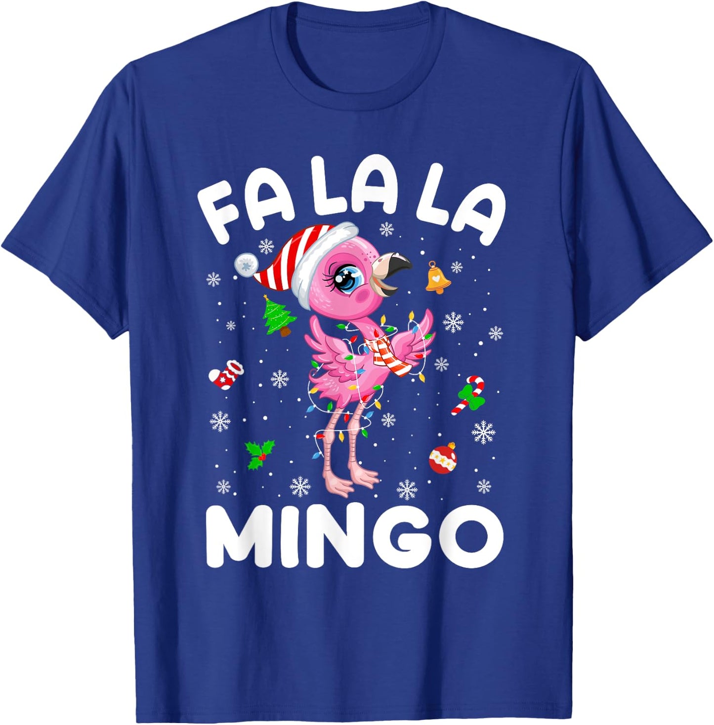 Fa La La Mingo Flamingo Christmas Santa Hat Xmas Pajamas T-Shirt - T-Shirt | Royal