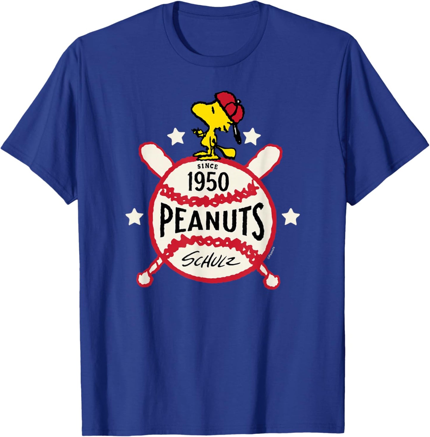 Peanuts - Woodstock 1950 Baseball T-Shirt - T-Shirt | Royal