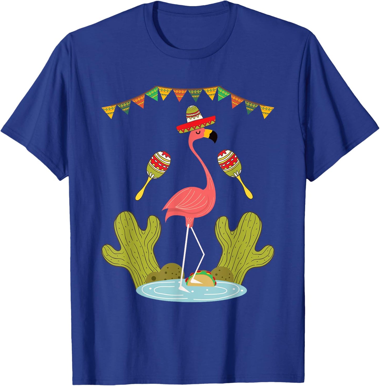 Flamingo Taco Sombrero Mexican Funny Cinco de Mayo Gift T-Shirt - T-Shirt | Royal