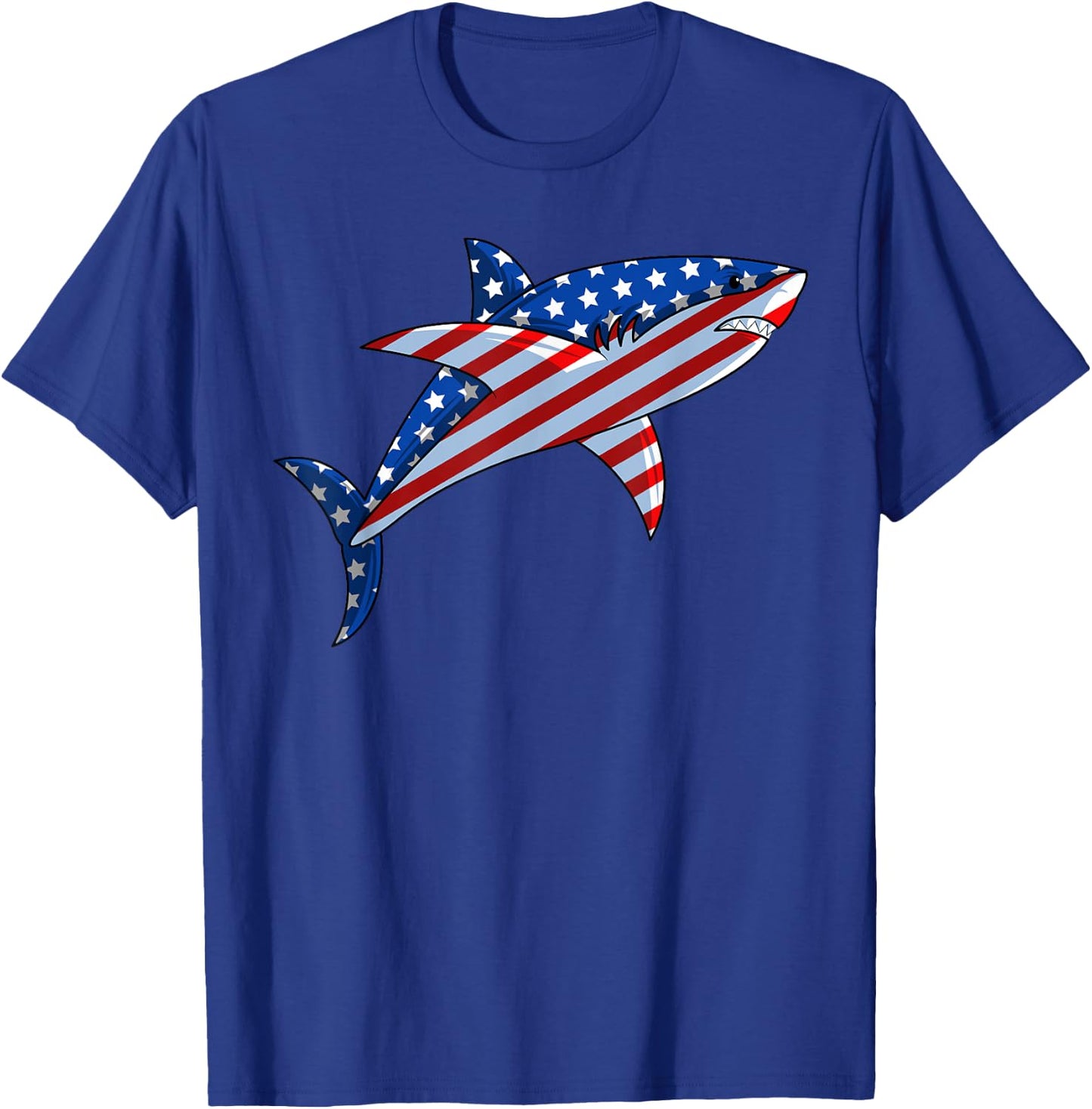 Shark American Flag | Jawsome 4th Of July Kids Boys T-Shirt - T-Shirt | Royal