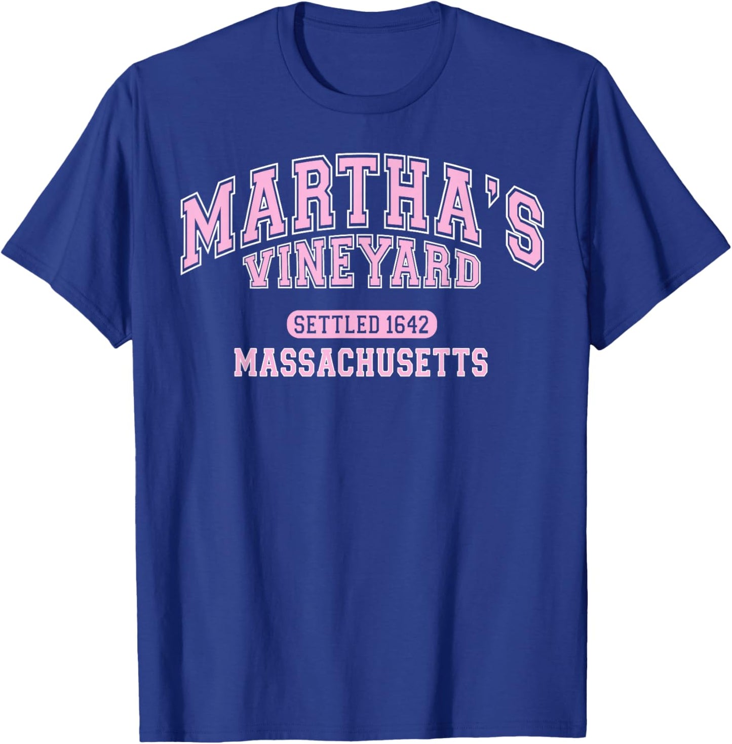 Martha's Vineyard Massachusetts Vintage Sports Pink T-Shirt - T-Shirt | Royal