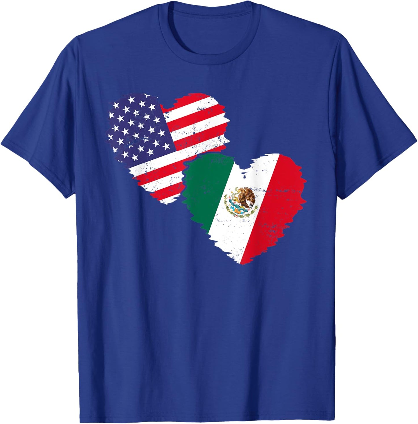 US Flag Mexican Flag Friendship Hearts Mexico Kids Men T-Shirt - T-Shirt | Royal