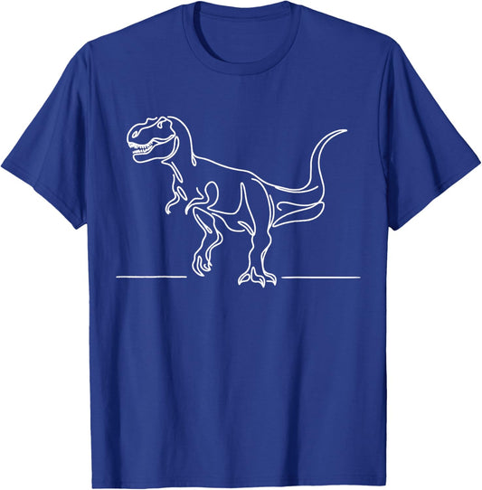 T-Rex Dinosaur Line Art Prehistoric Beast T-Shirt - T-Shirt | Royal