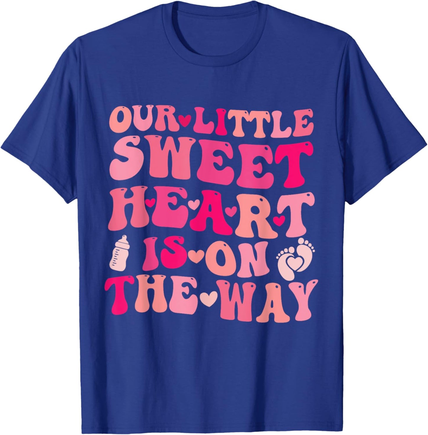 Funny Our Little Sweetheart On The Way Pregnancy Groovy T-Shirt - T-Shirt | Royal