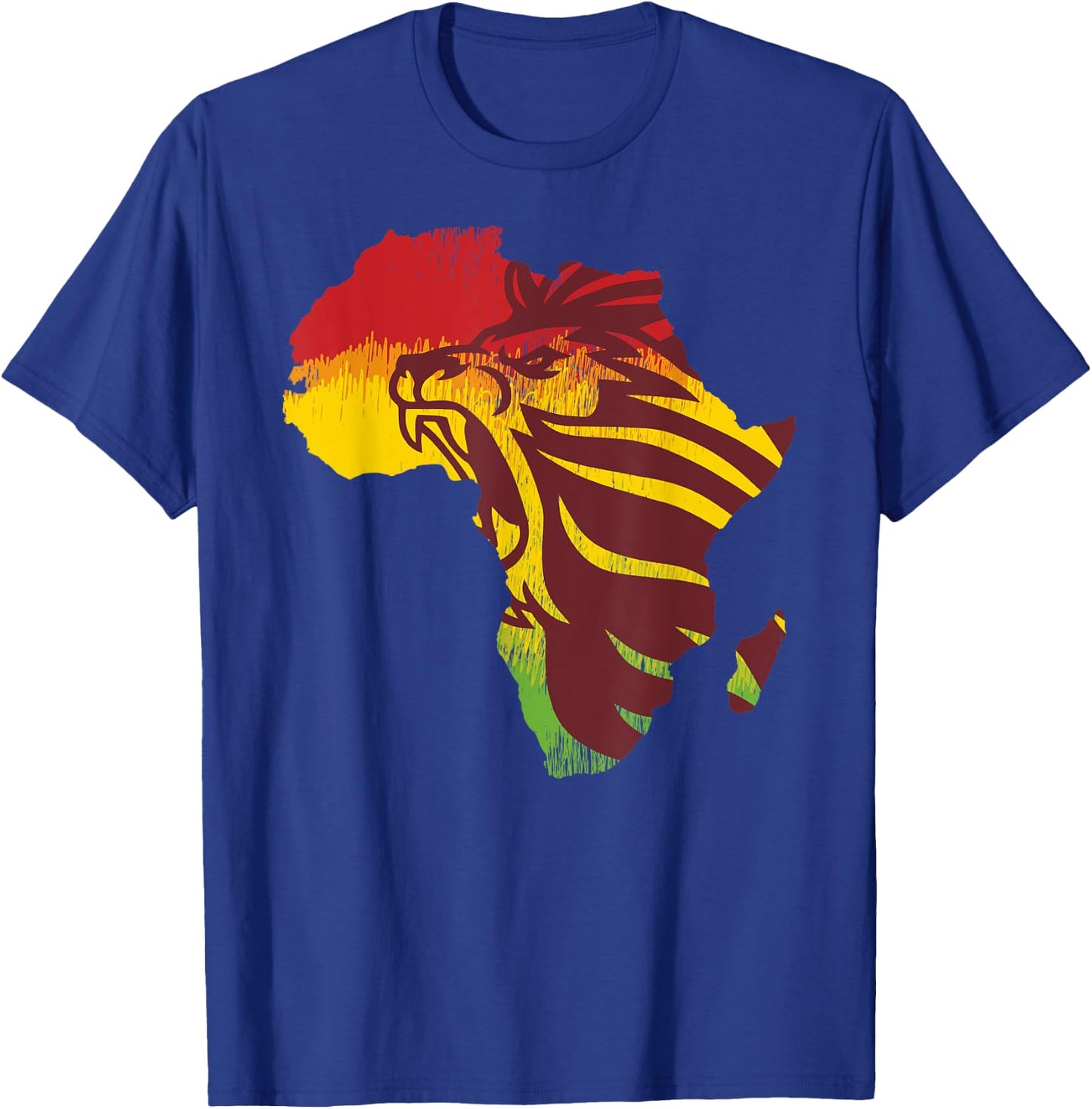 Roar Africa Map Lion Face Reggae Rasta Gift Design design T-Shirt - T-Shirt | Royal