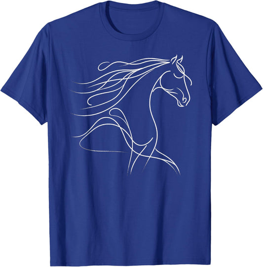 Majestic Horse Line Sketch T-Shirt - T-Shirt | Royal