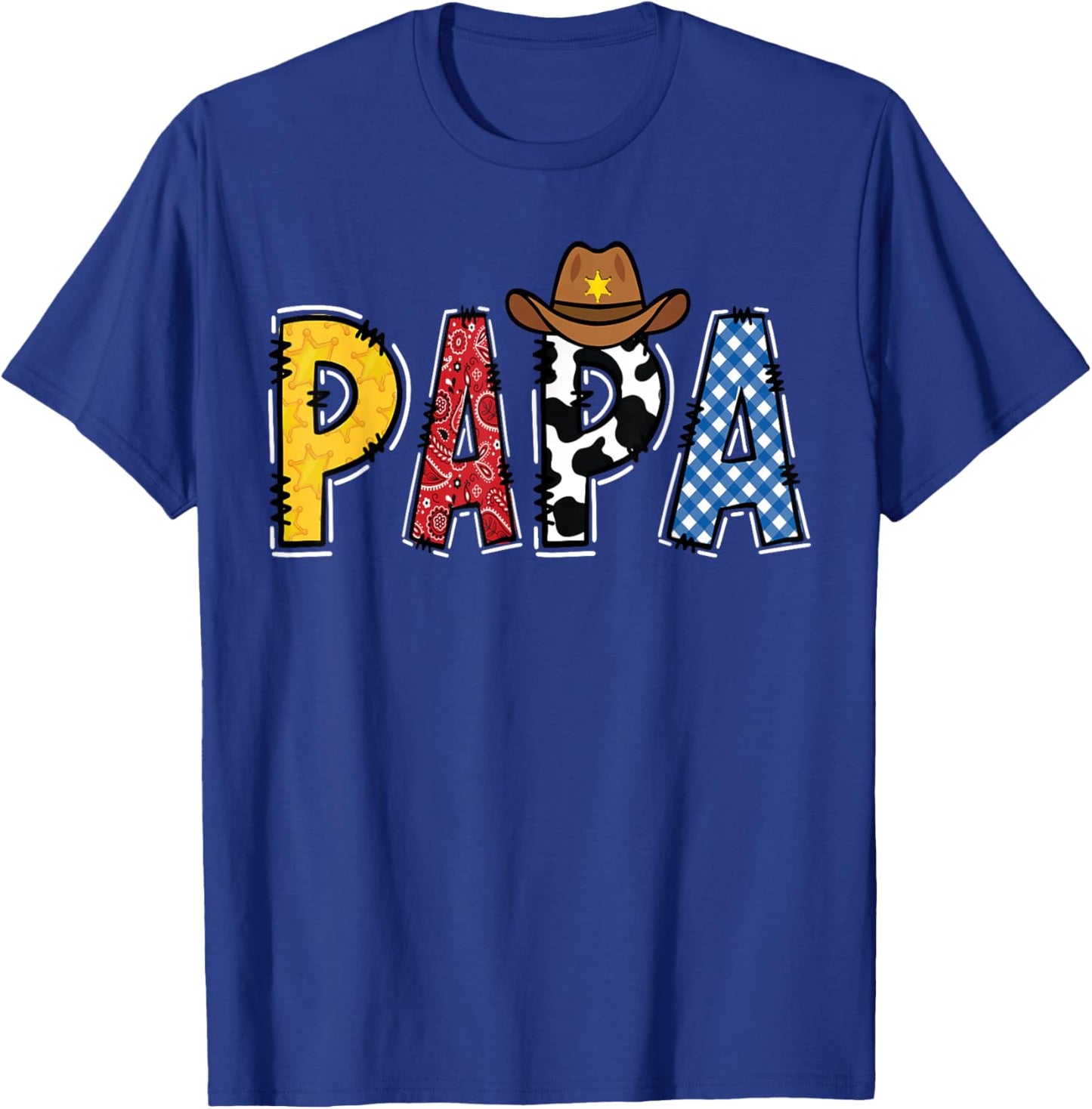 Cowboy Papa Western Rodeo Theme Kids Birthday Party T-Shirt - T-Shirt | Royal