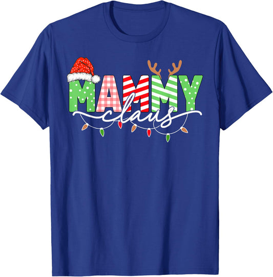 Mammy Claus Christmas Lights Santa Hat Family Matching T-Shirt - T-Shirt | Royal