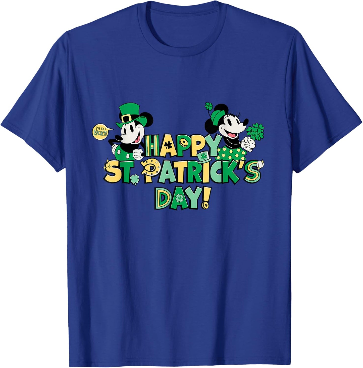 New Disney Vintage Mickey & Minnie Happy St. Patrick's Day T-Shirt - T-Shirt | Royal