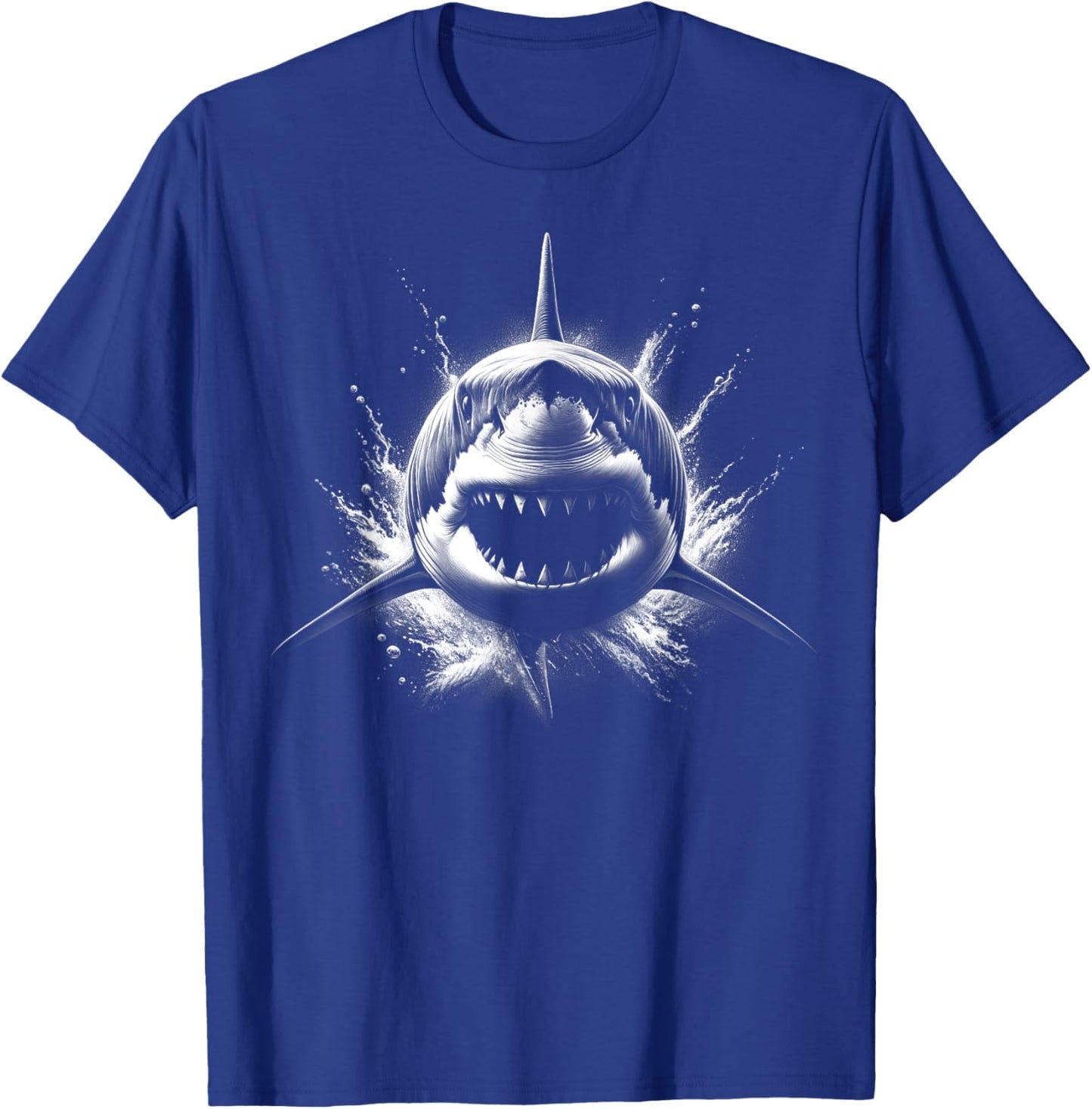 Cool Shark with Open Mouth in Black and White Style T-Shirt - T-Shirt | Royal