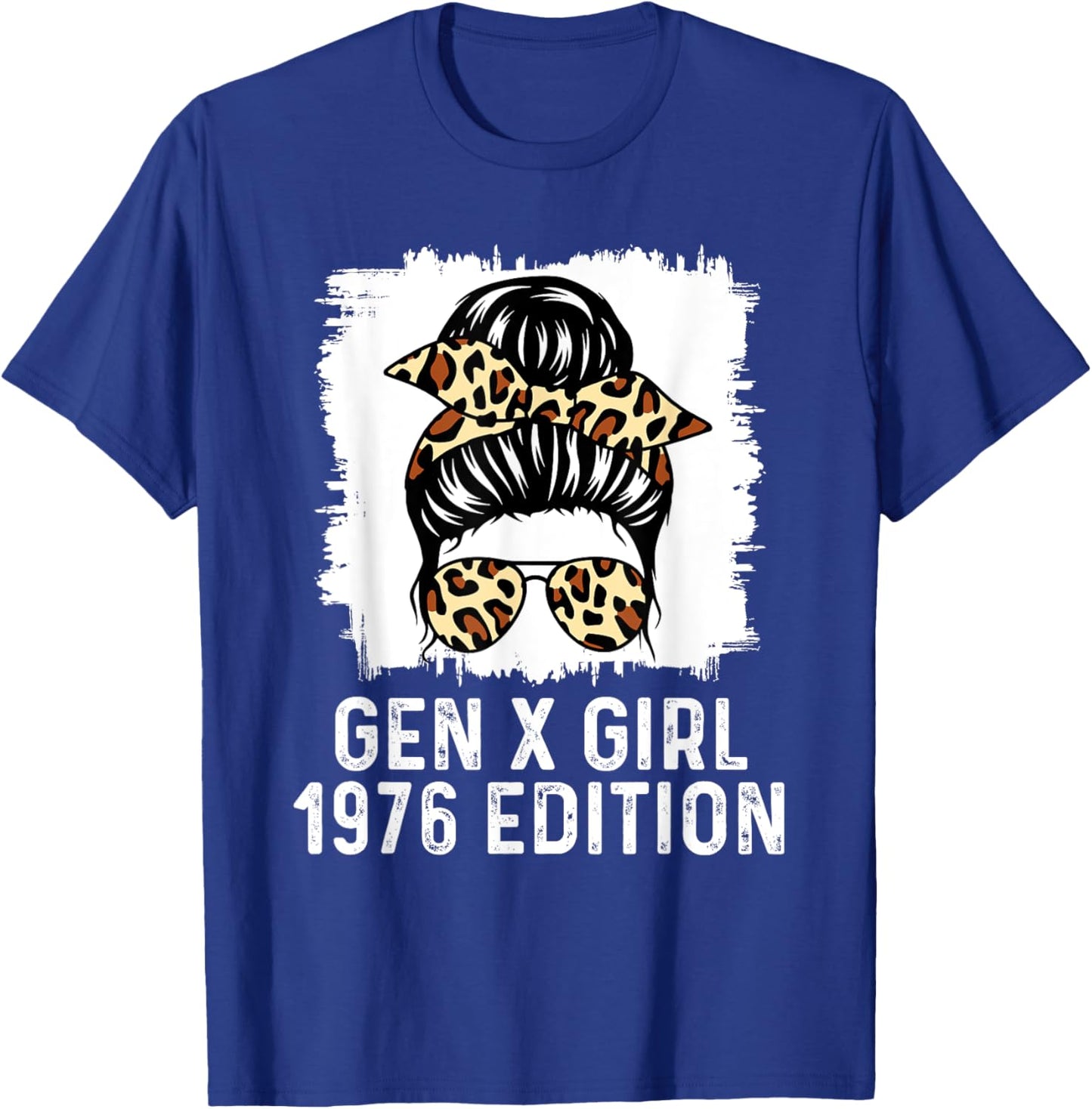 Gen X Girl 1976 Edition Cheetah Messy Bun Birthday T-Shirt - T-Shirt | Royal