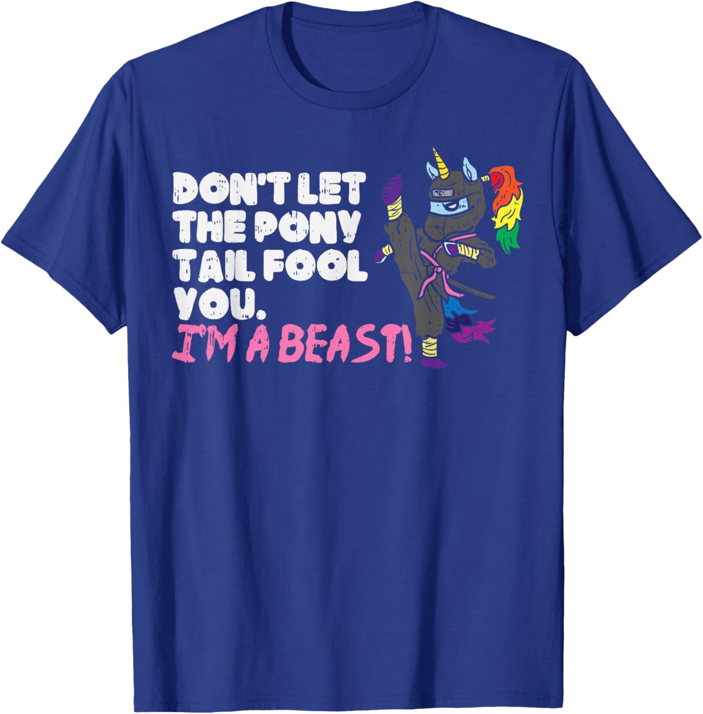 Karate Ninja Unicorn Ponytail Beast Martial Arts Girls Gift T-Shirt - T-Shirt | Royal