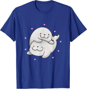 Cute Baby Harp Seal couple Sea Animals lover Gift T-Shirt - T-Shirt | Royal