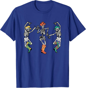 Cowboy Skeleton Cowgirl Dancing Boots Halloween T-Shirt - T-Shirt | Royal