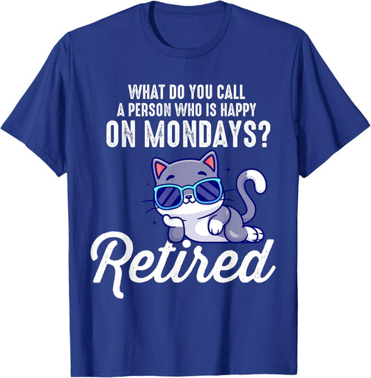 Funny Cat And Kitten Lover Retired Cat Retirement Part Gifts T-Shirt - T-Shirt | Royal