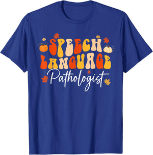 Speech Therapy Speech Language Pathologist Retro Fall Autumn T-Shirt - T-Shirt | Royal