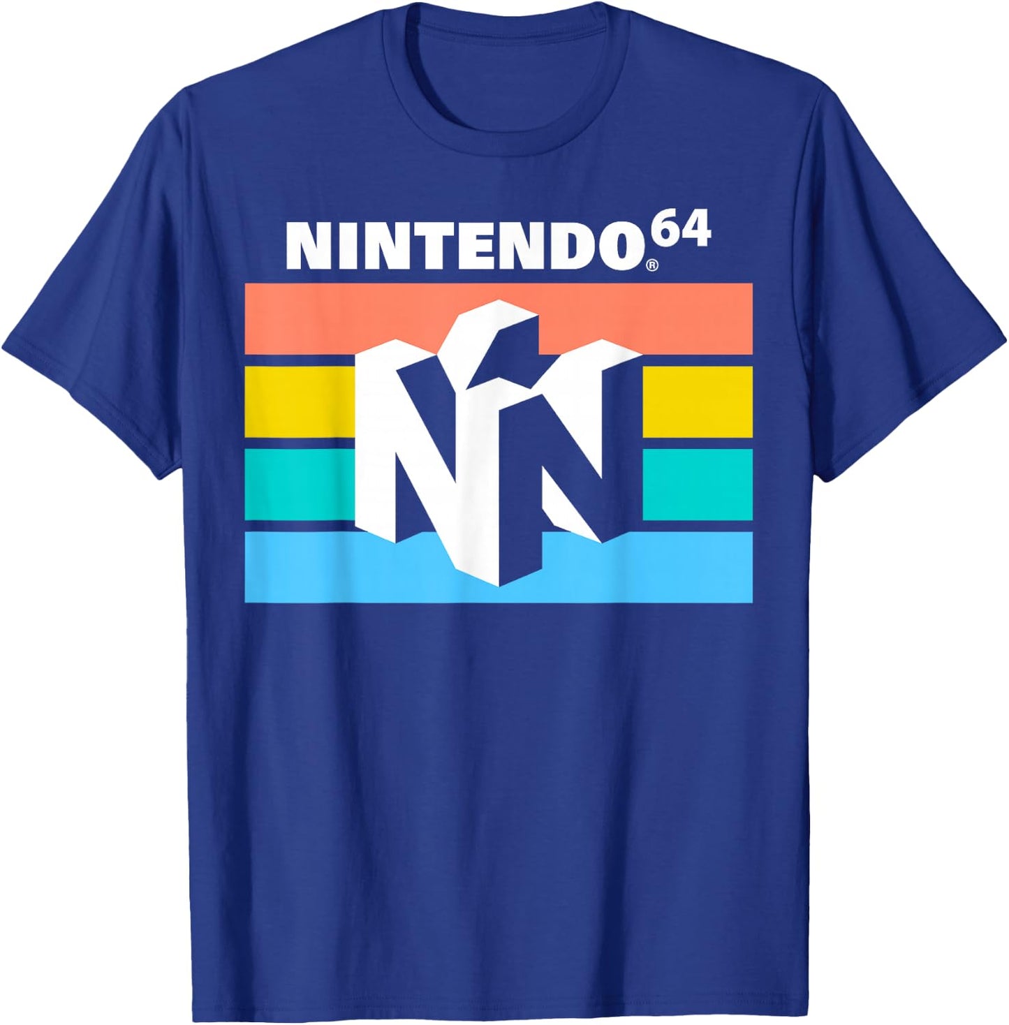 Nintendo Classic 64 Striped Logo T-Shirt - T-Shirt | Royal