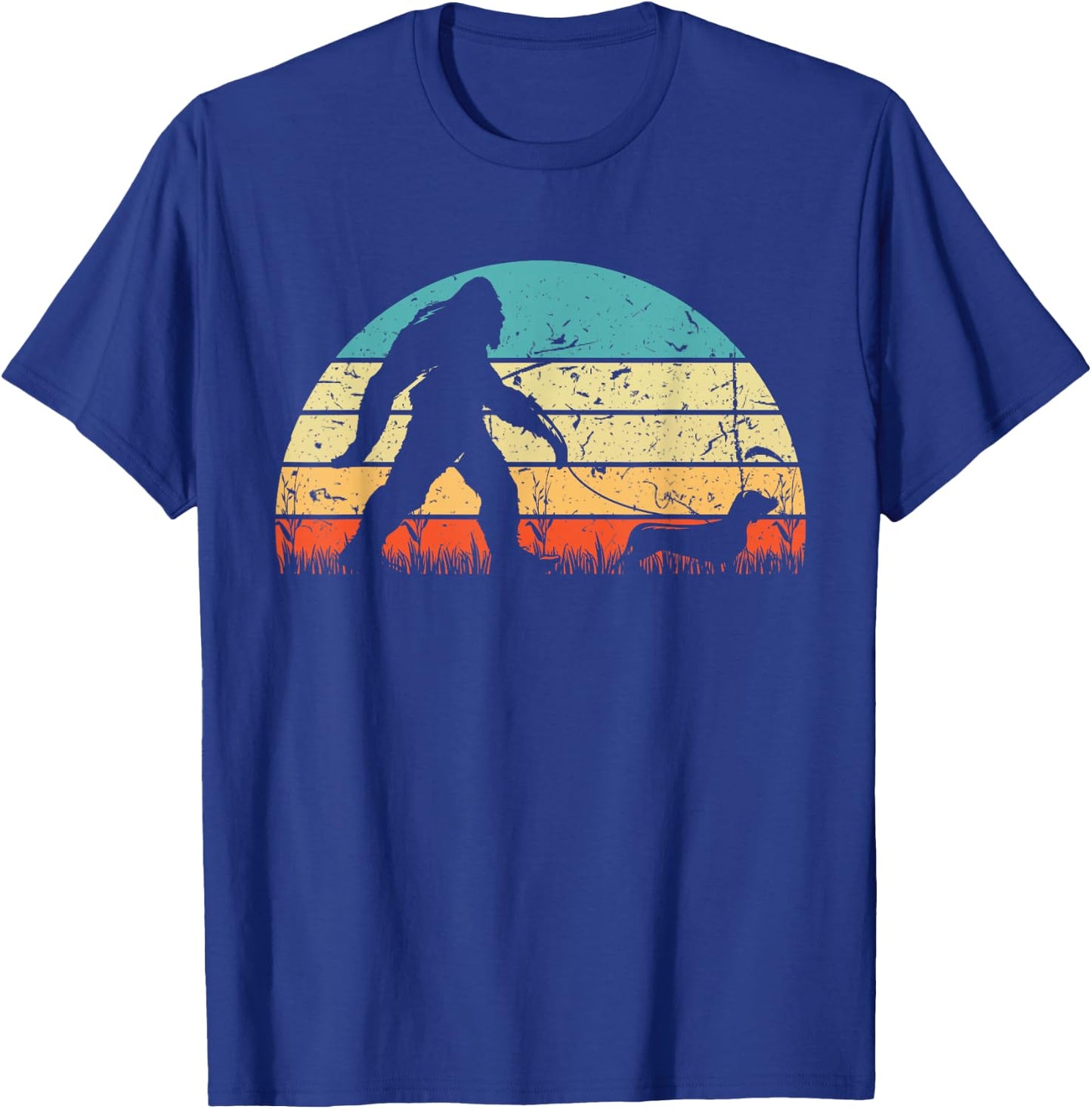 Retro Bigfoot Walking Dachshund Sasquatch Dog Wiener Vintage T-Shirt - T-Shirt | Royal