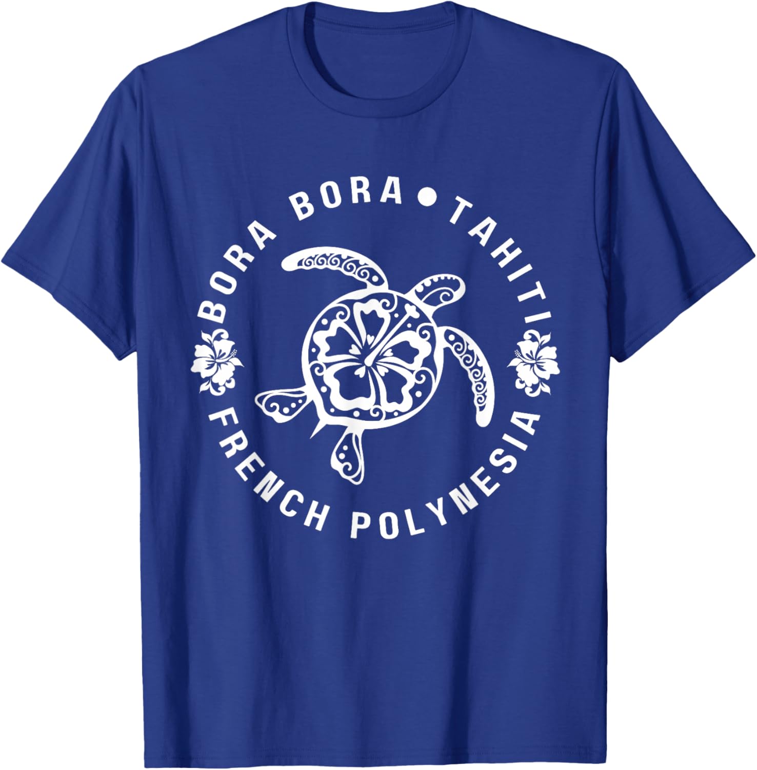 French Polynesia Bora Bora Tahiti Hibiscus Turtle T-Shirt - T-Shirt | Royal
