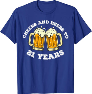 Cheers and beers To 21 Years 21st Birthday 21 Years Old Bday T-Shirt - T-Shirt | Royal